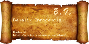 Behalik Innocencia névjegykártya